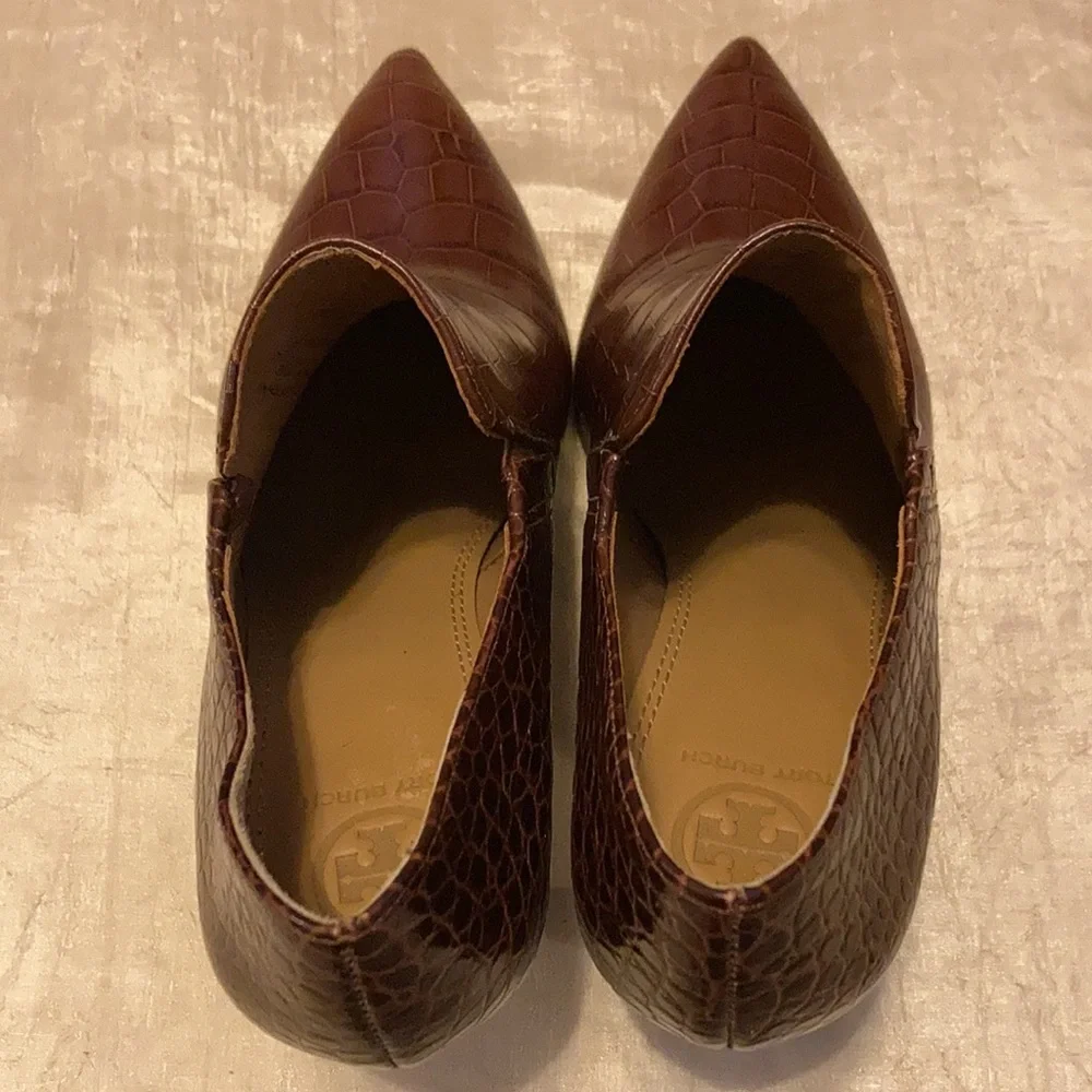 Tory Burch Georgina Croc Ankle Heel Pointed Toe